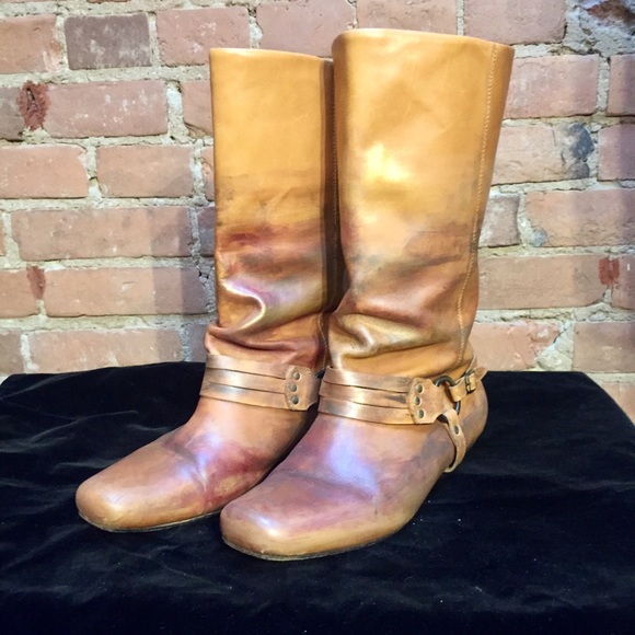Frye Shoes - FRYE VINTAGE Distressed Tan Painted Riding Boots